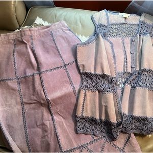 Women vintage suede 2 piece skirt and vest. No stains, or rips, open to offers!